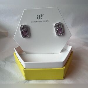 New Bomb Party Remembered Skies Rhodium Pink Crystal Stud Earrings